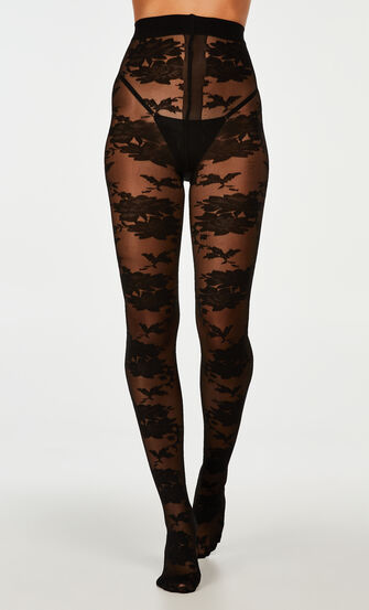 20 Denier Bold Floral tights, Black