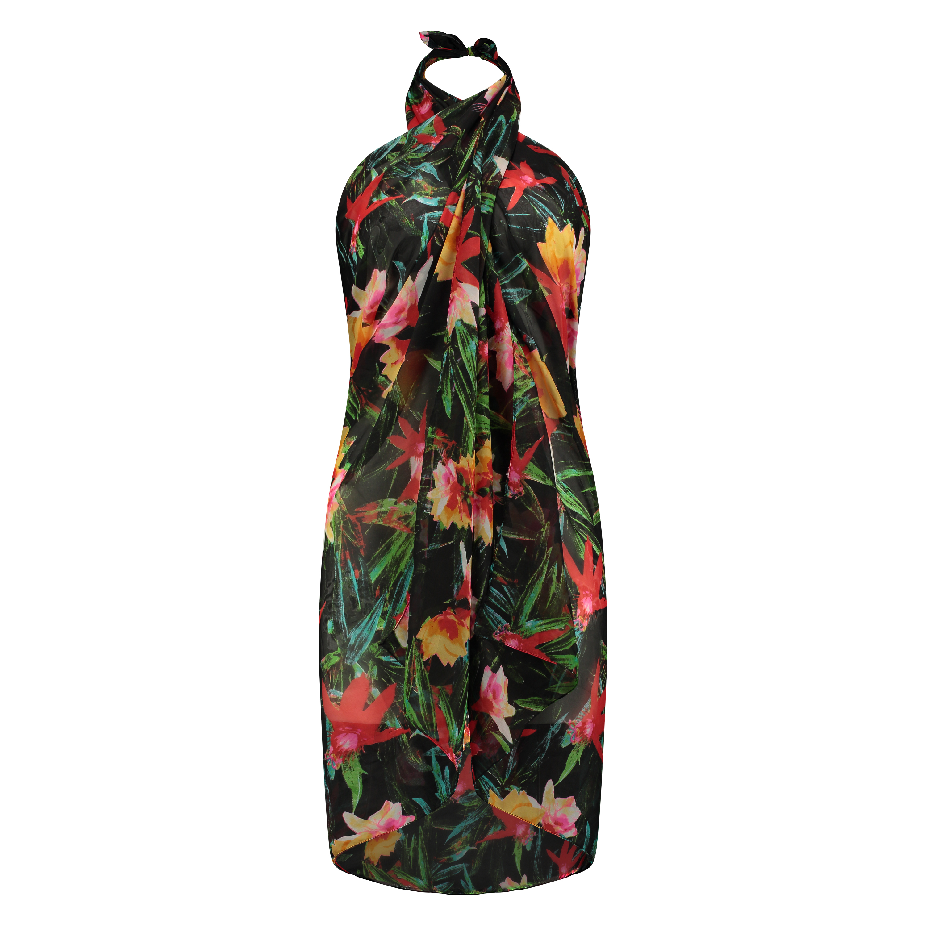 Pareo floral fantasy, Black, main