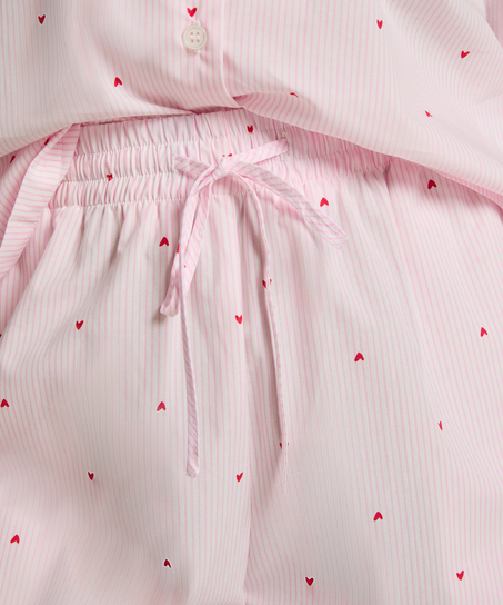 Pant Cotton Stripe Heart, White