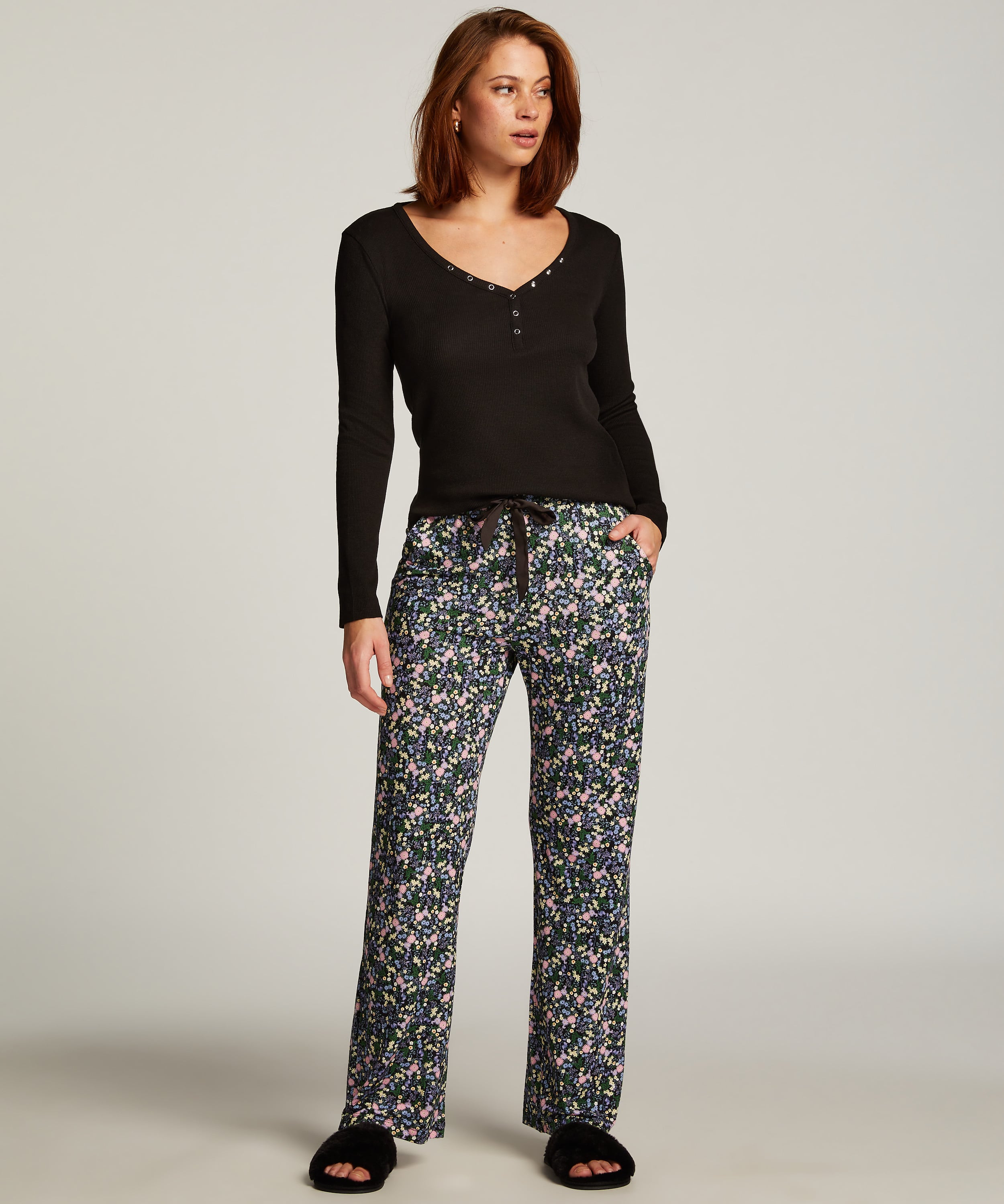 Jersey Pyjama Pants, Black, main
