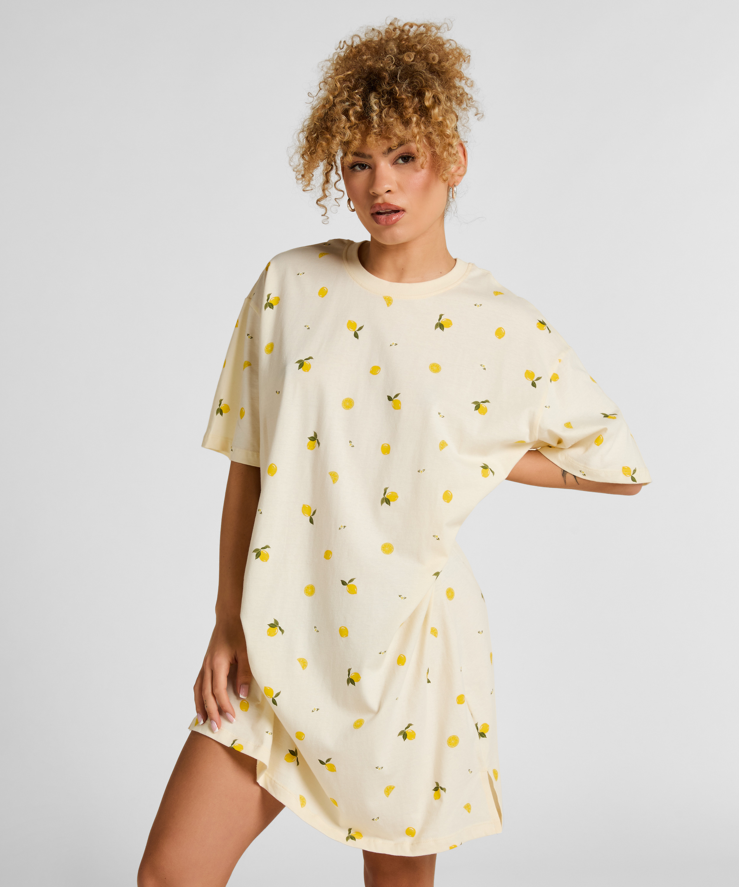 Round Neck Nightshirt, White, main