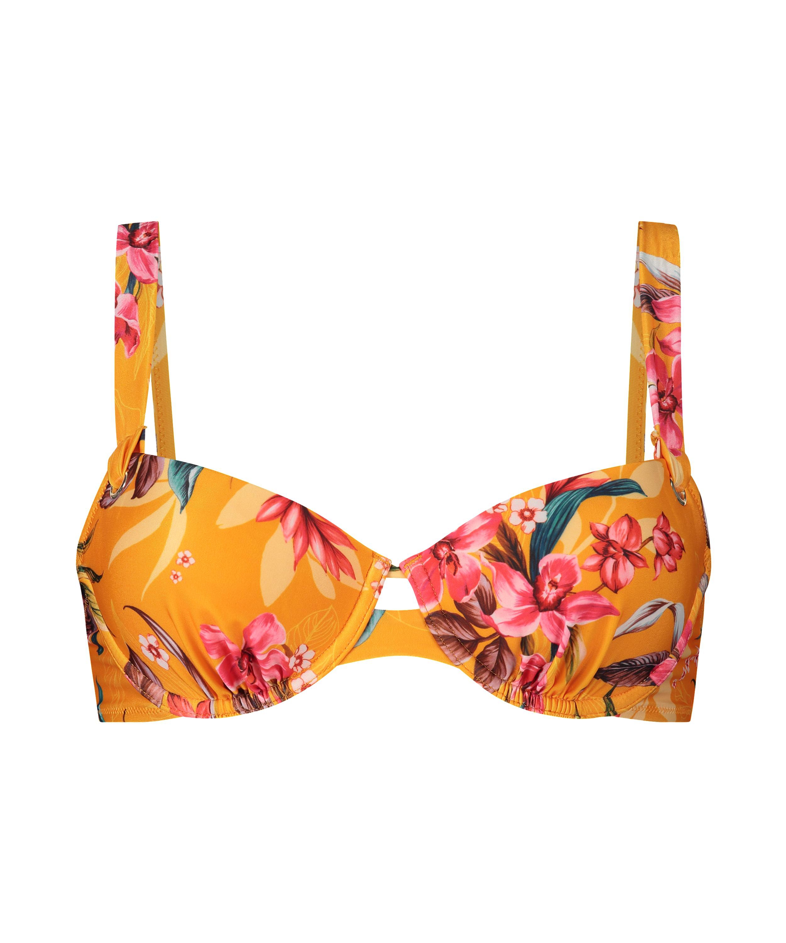Orchid padded underwired bikini top, Yellow, main