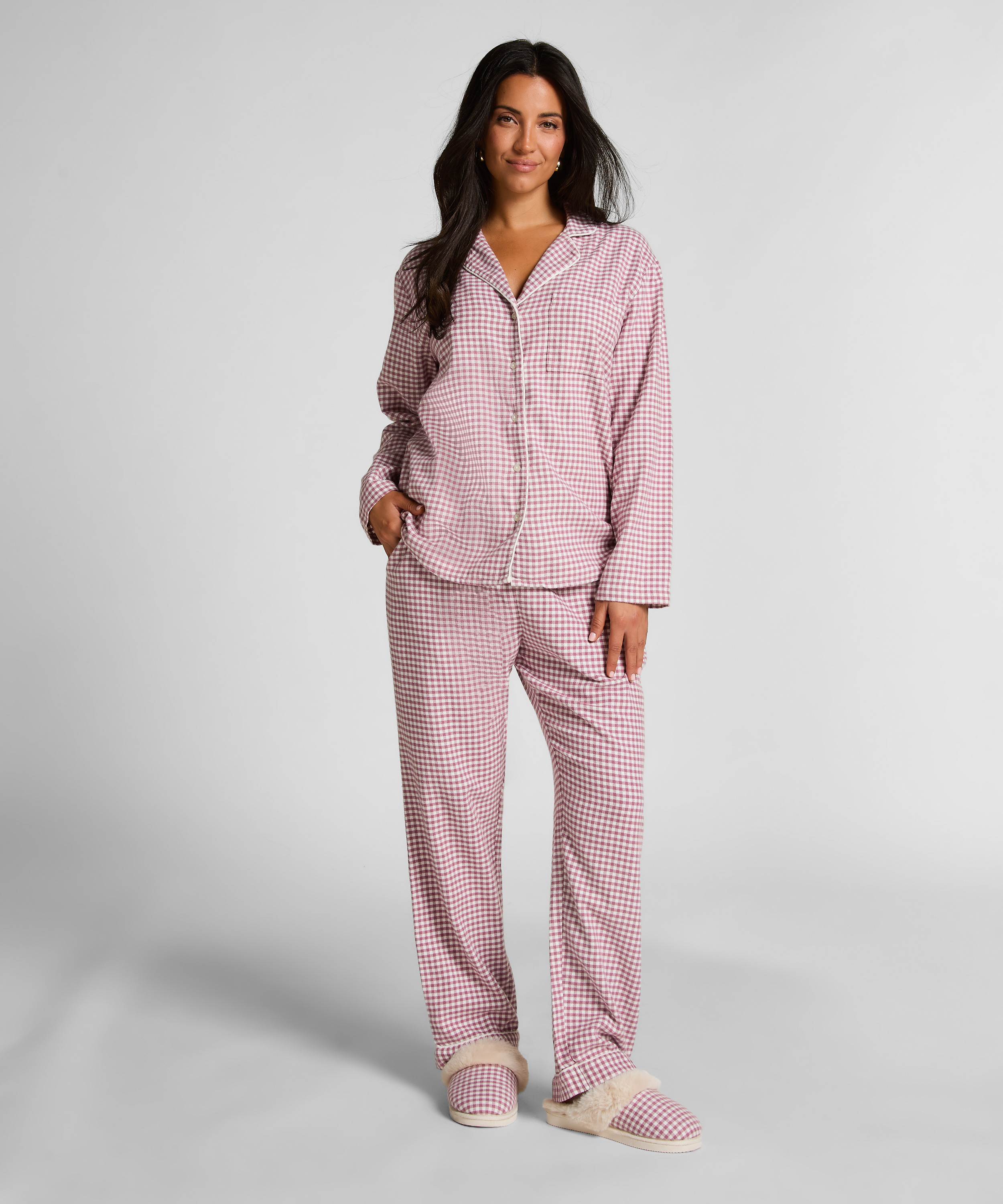 Essentials Flannel Pyjama Top, Purple, main