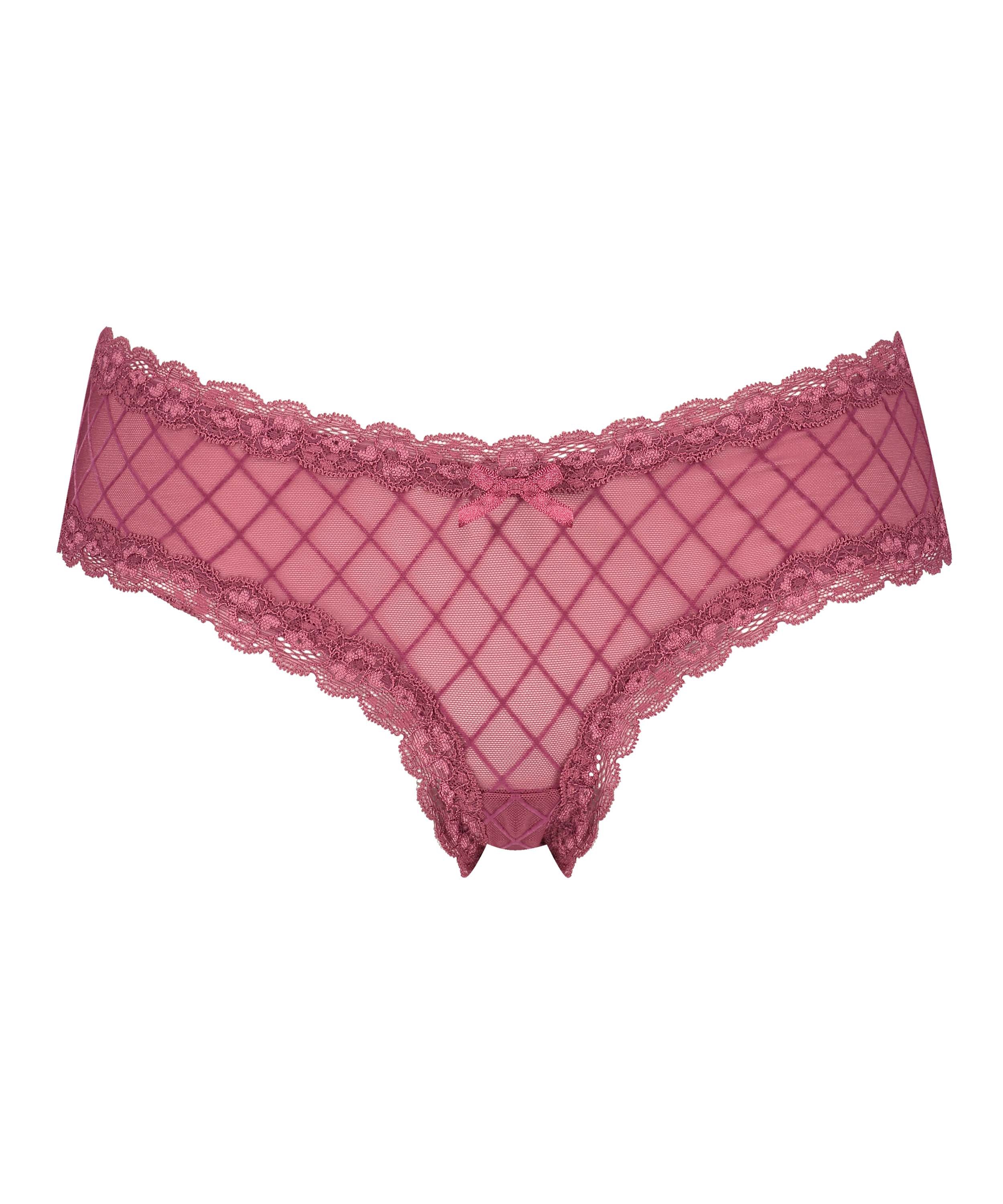 V-shaped Brazilian knickers mesh, Red, main