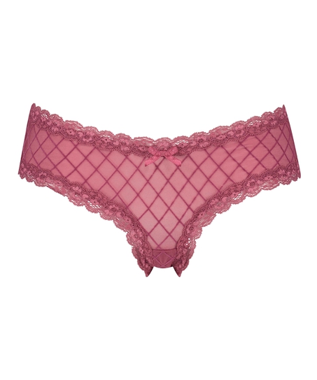 V-shaped Brazilian knickers mesh, Red
