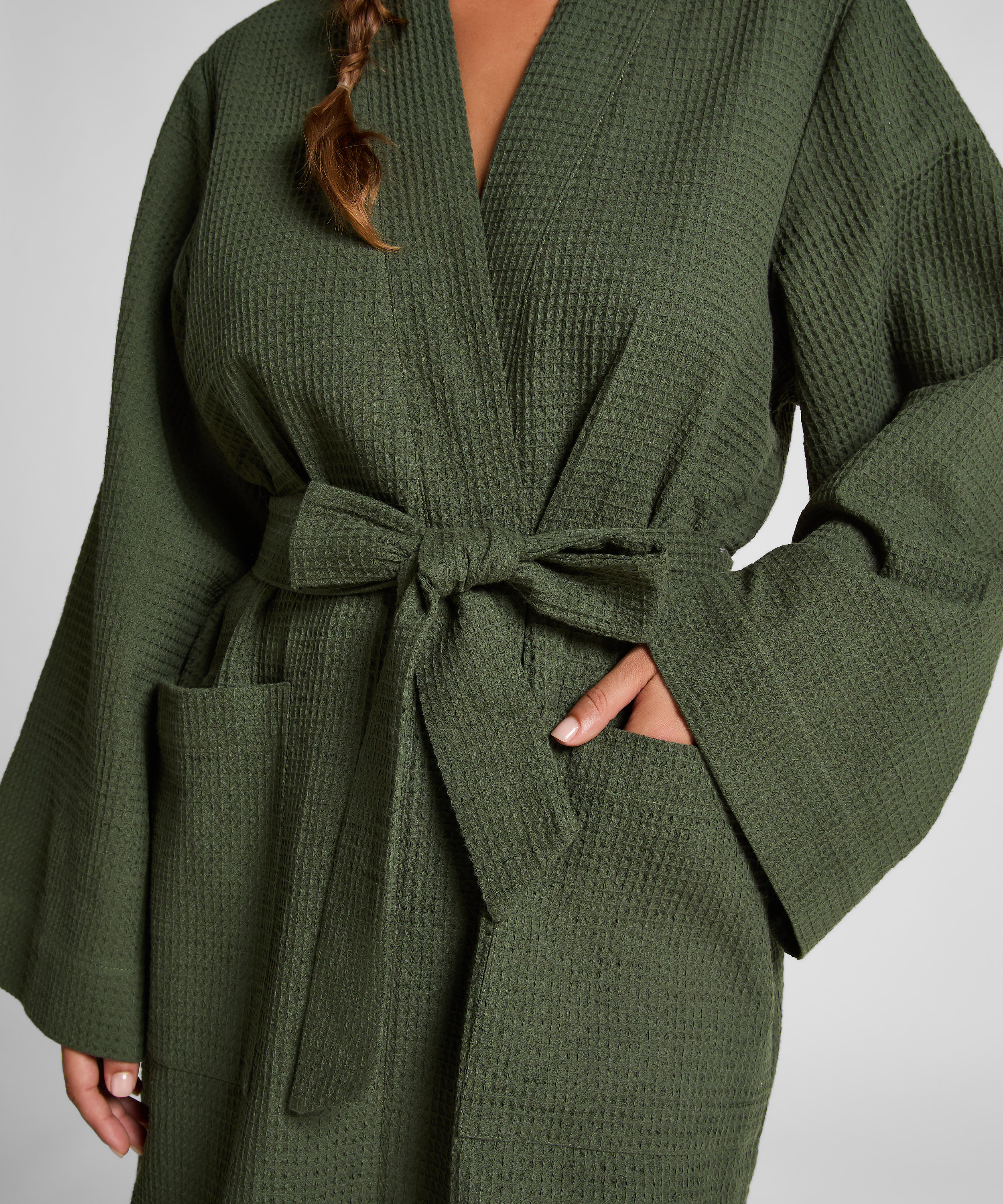 Waffle Bathrobe, Green, main