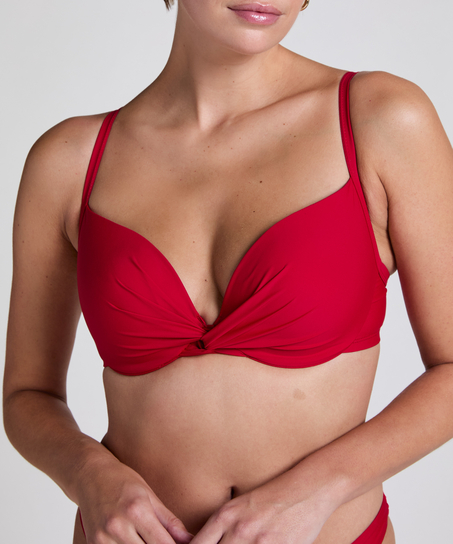 Luna padded bikini top, Red