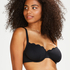 Scallop Glam non-padded underwired bikini top, Black