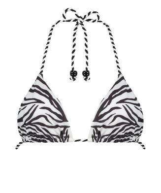 Doha Zebra Triangle Bikini Top, White