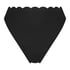 High Waisted Highleg Bikini Bottom Scallop, Black