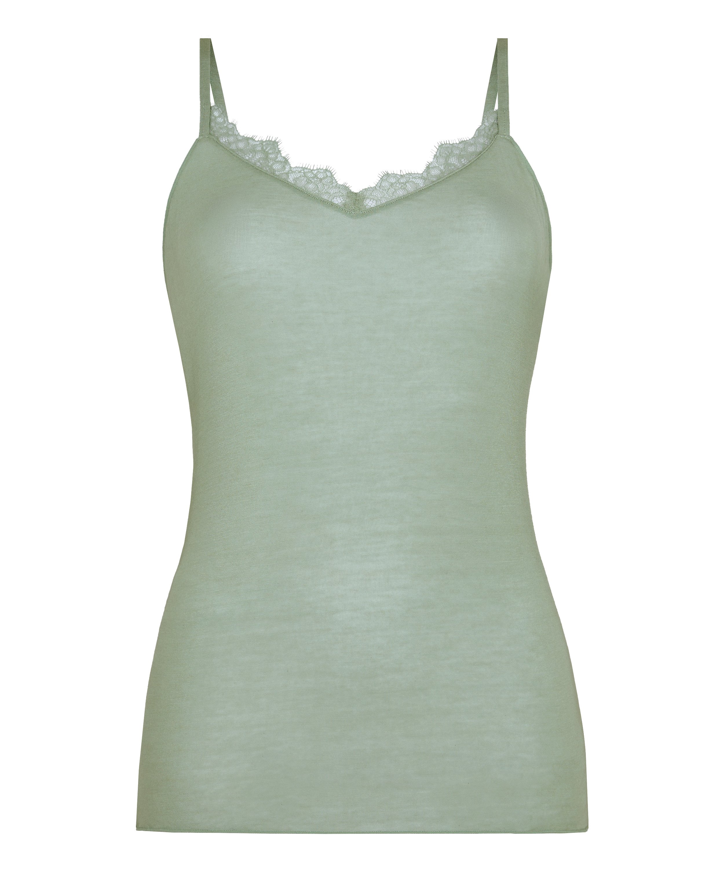 super soft Lace V-Neck cami with Cashmere, Green, main