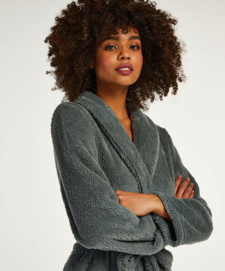 Long Fleece Bathrobe, Green