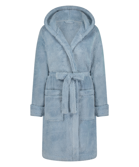 Fleece Bathrobe Short, Blue