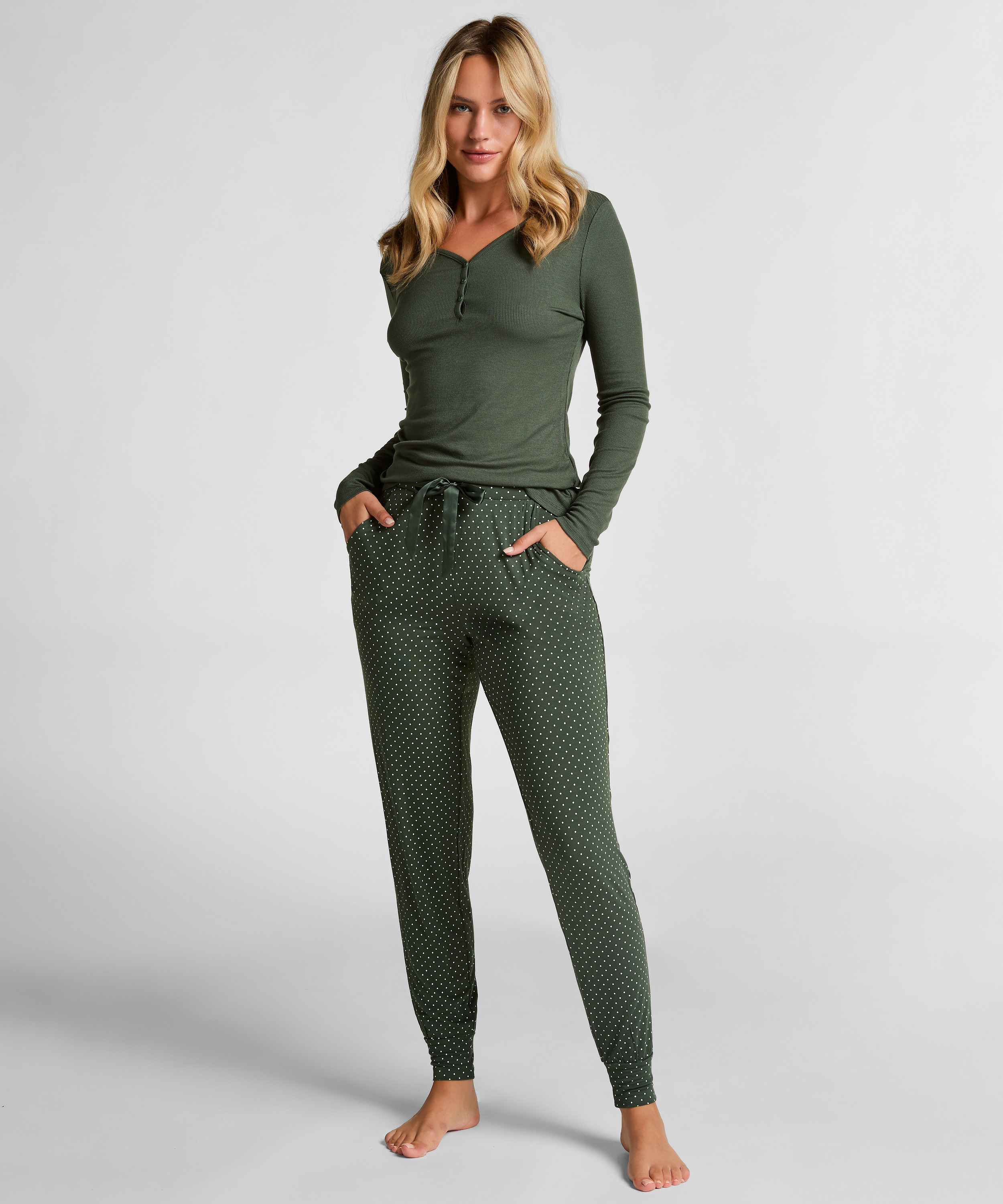 Jersey Pyjama Pants, Green, main