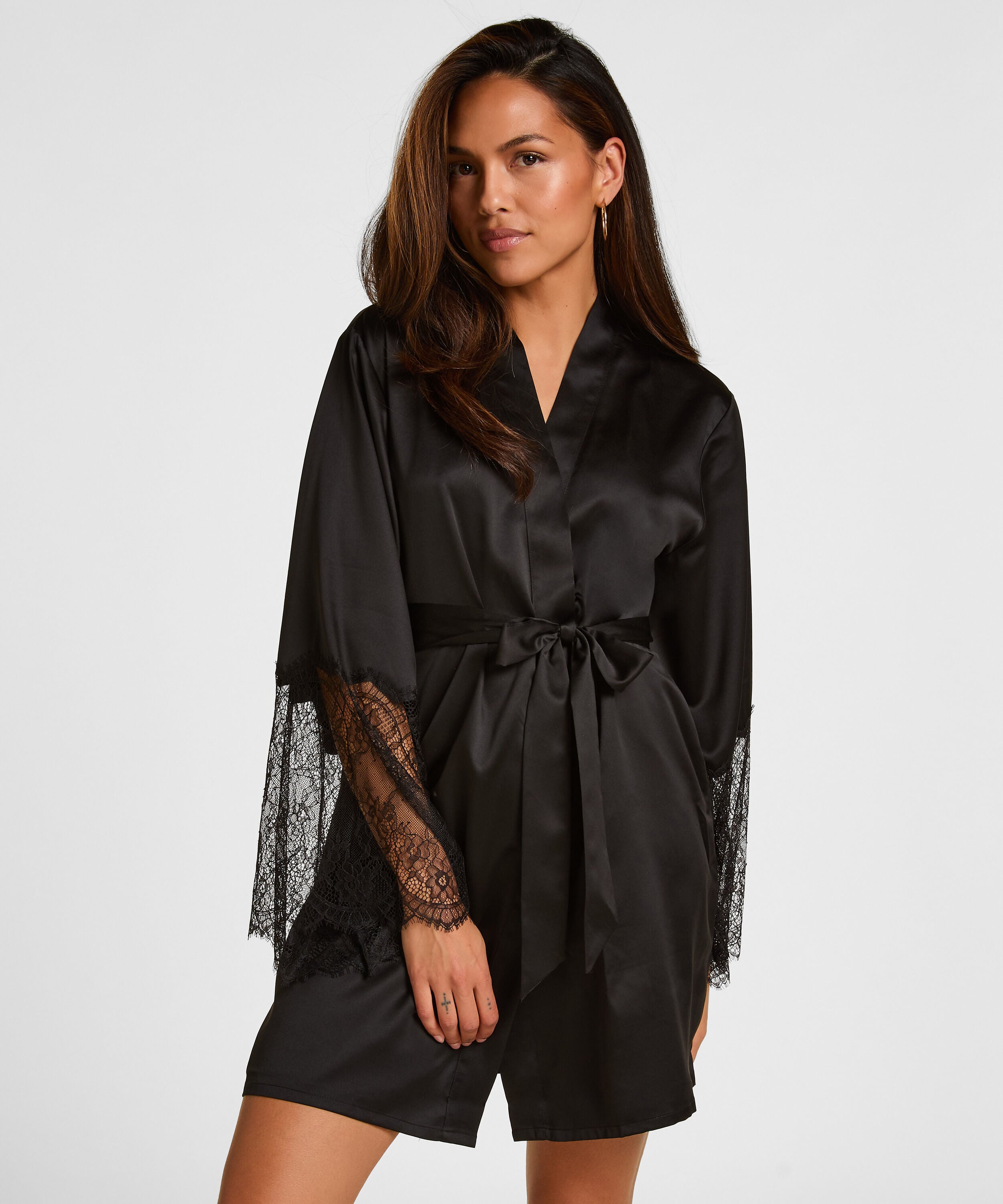Satin Kimono, Black