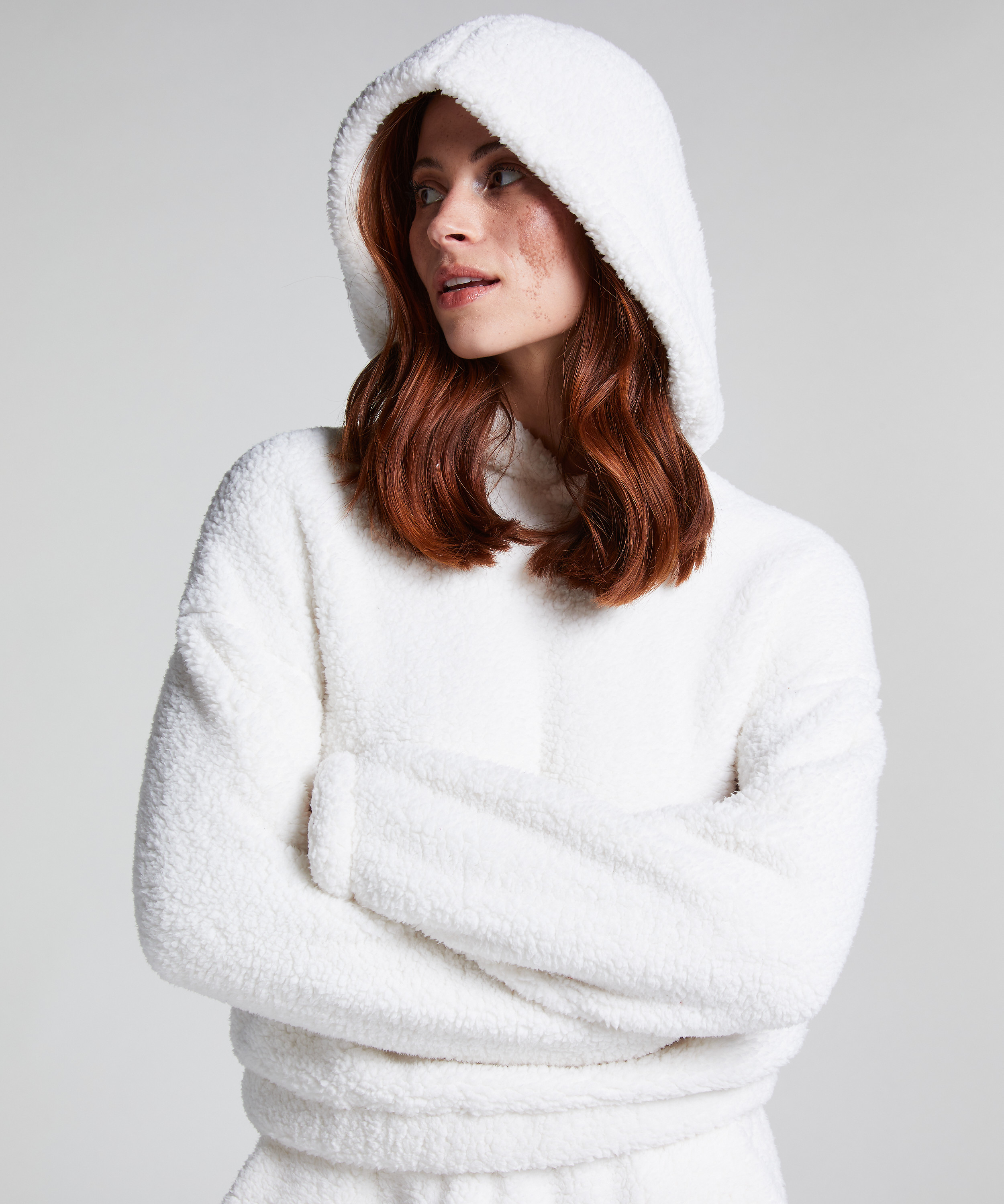 Snuggle Hoodie Fleece, White, main