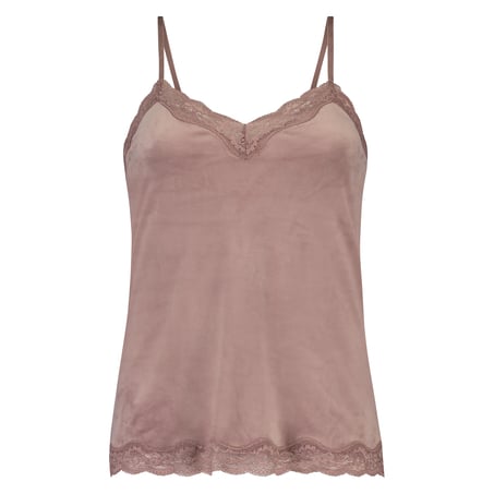 Velours Lace Cami Top, Pink