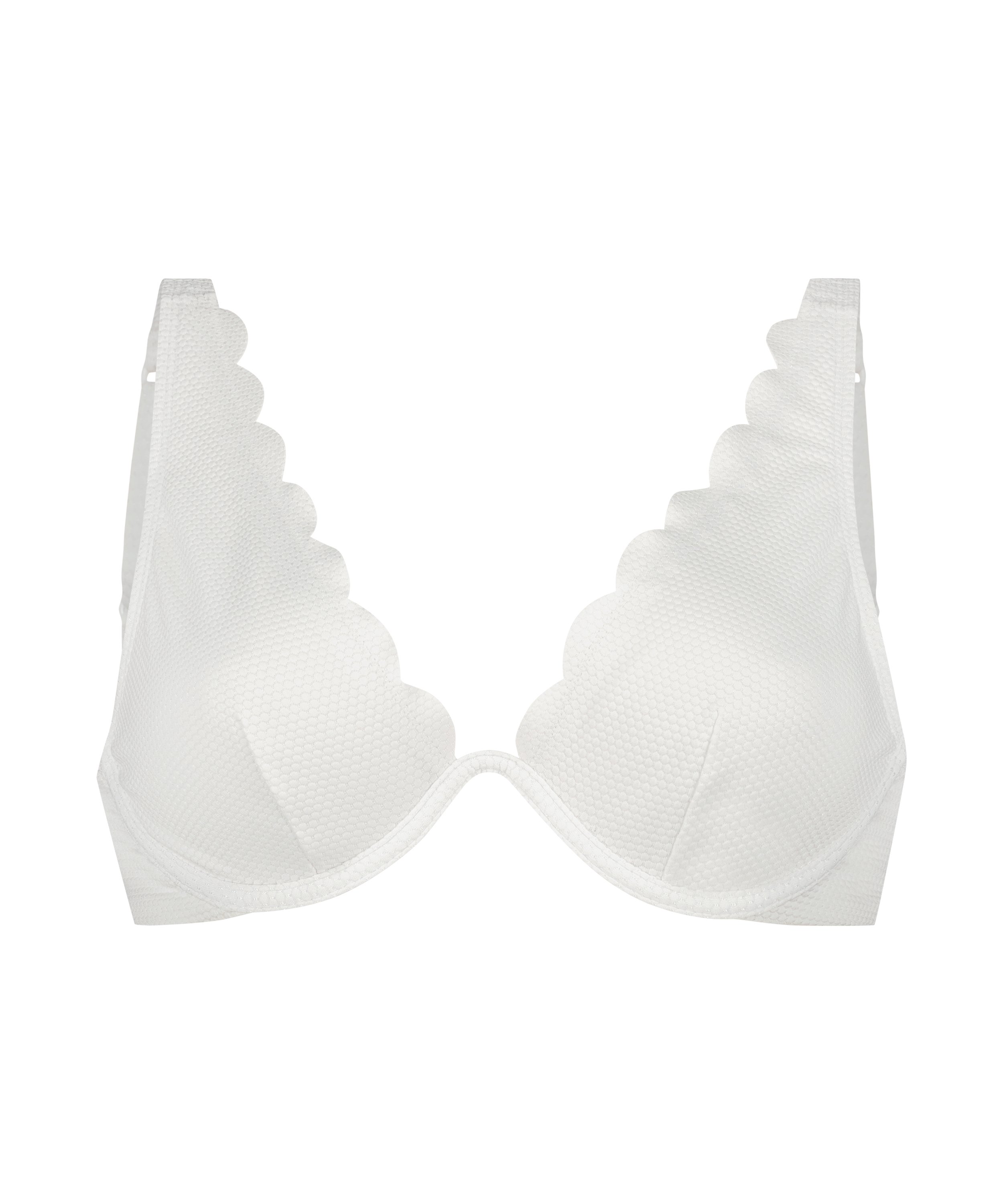Scallop Non-Padded Underwired Bikini Top, White, main