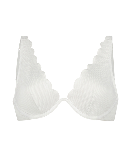 Scallop Non-Padded Underwired Bikini Top, White