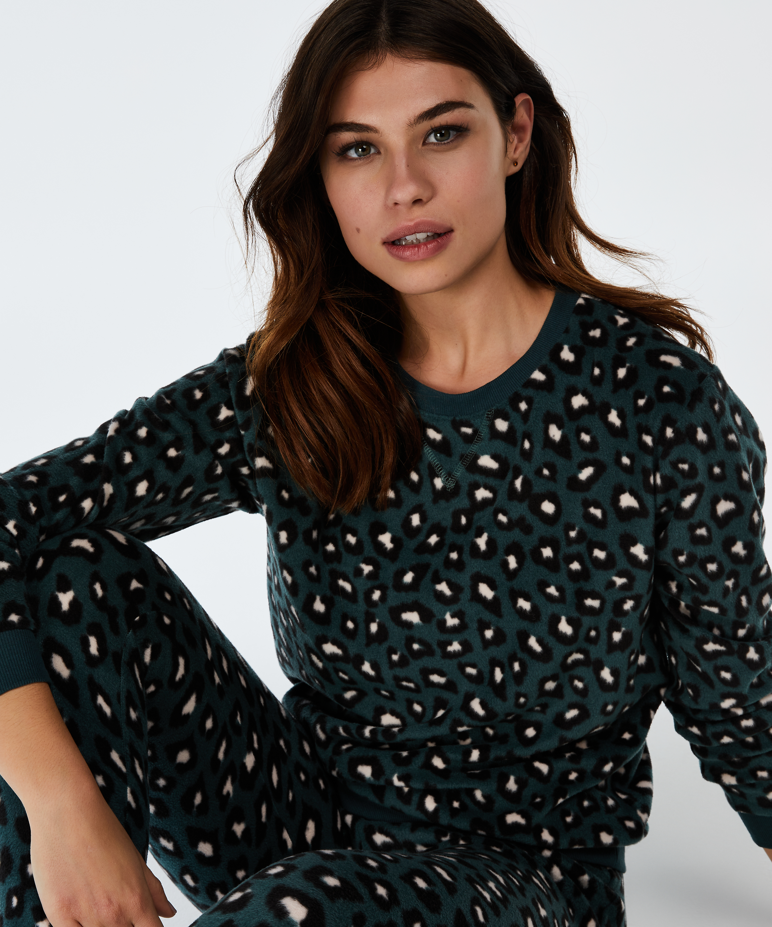 Long-Sleeved Fleece Top, Green, main