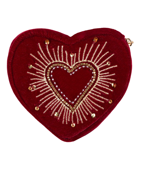 Heart Zip Purse, Red