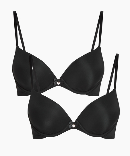 2-Pack Padded Underwired Bra, Black