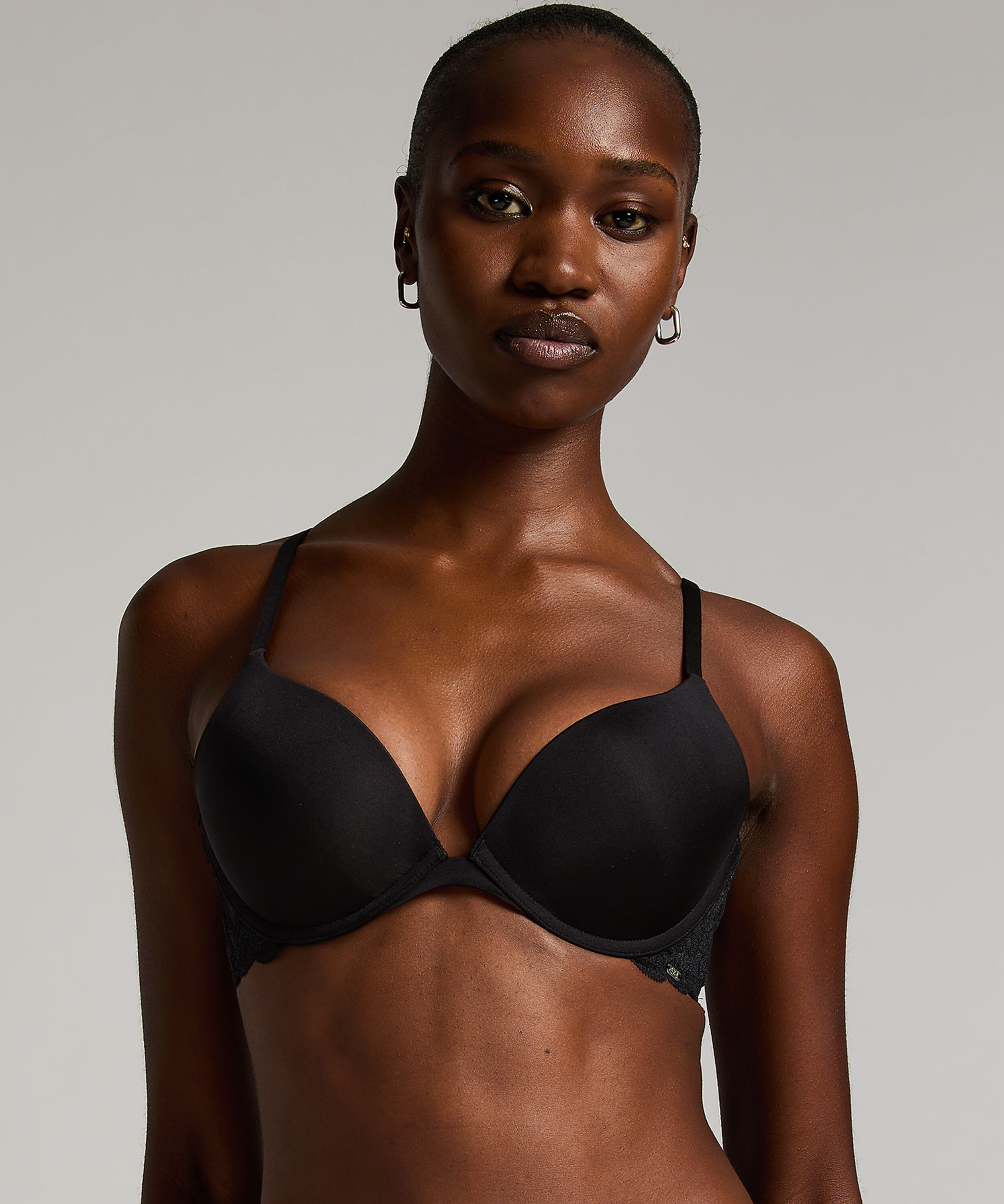 Angie Padded Underwired Push-Up Bra, Black