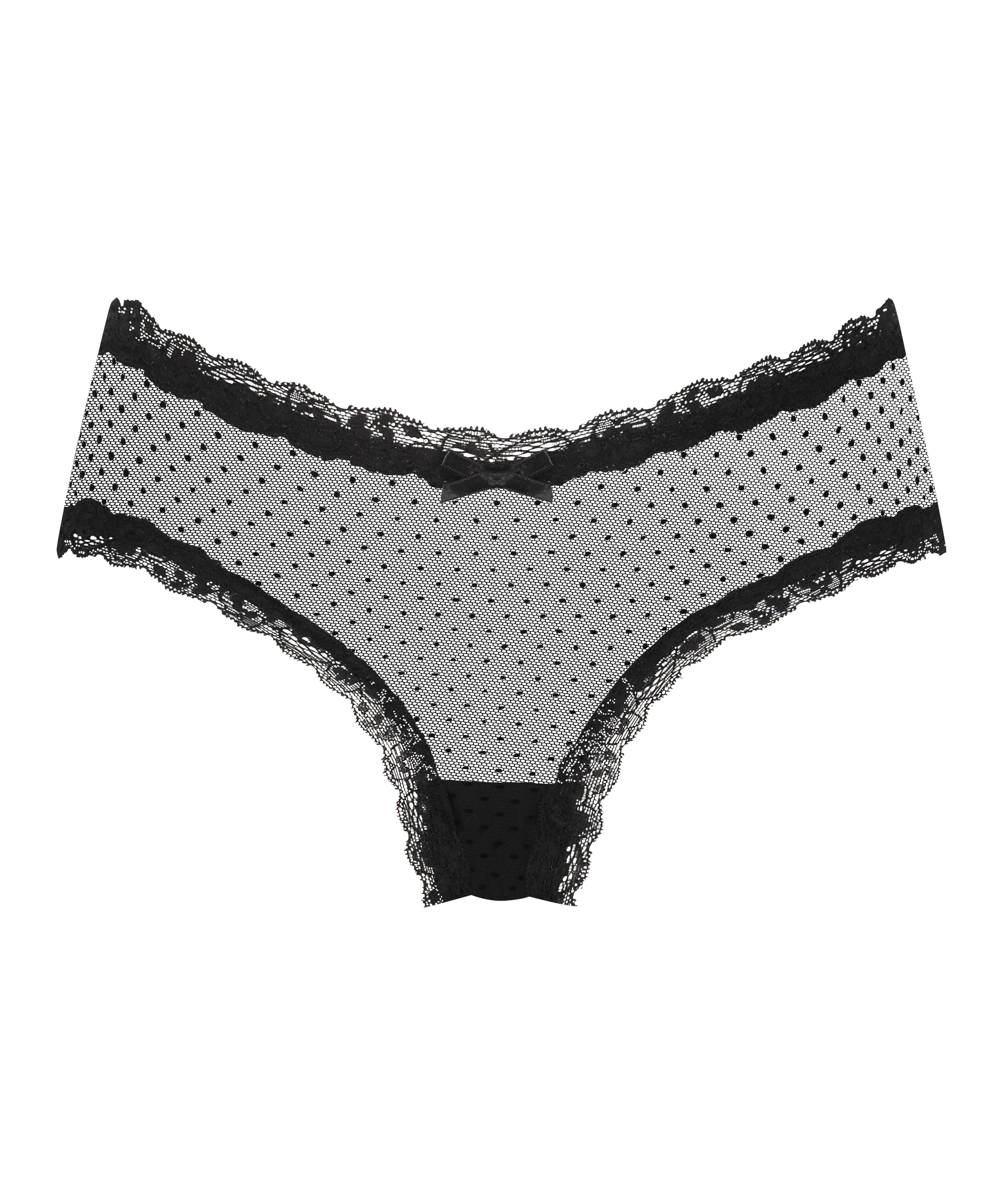 V-shaped Brazilian knickers mesh, Black, main