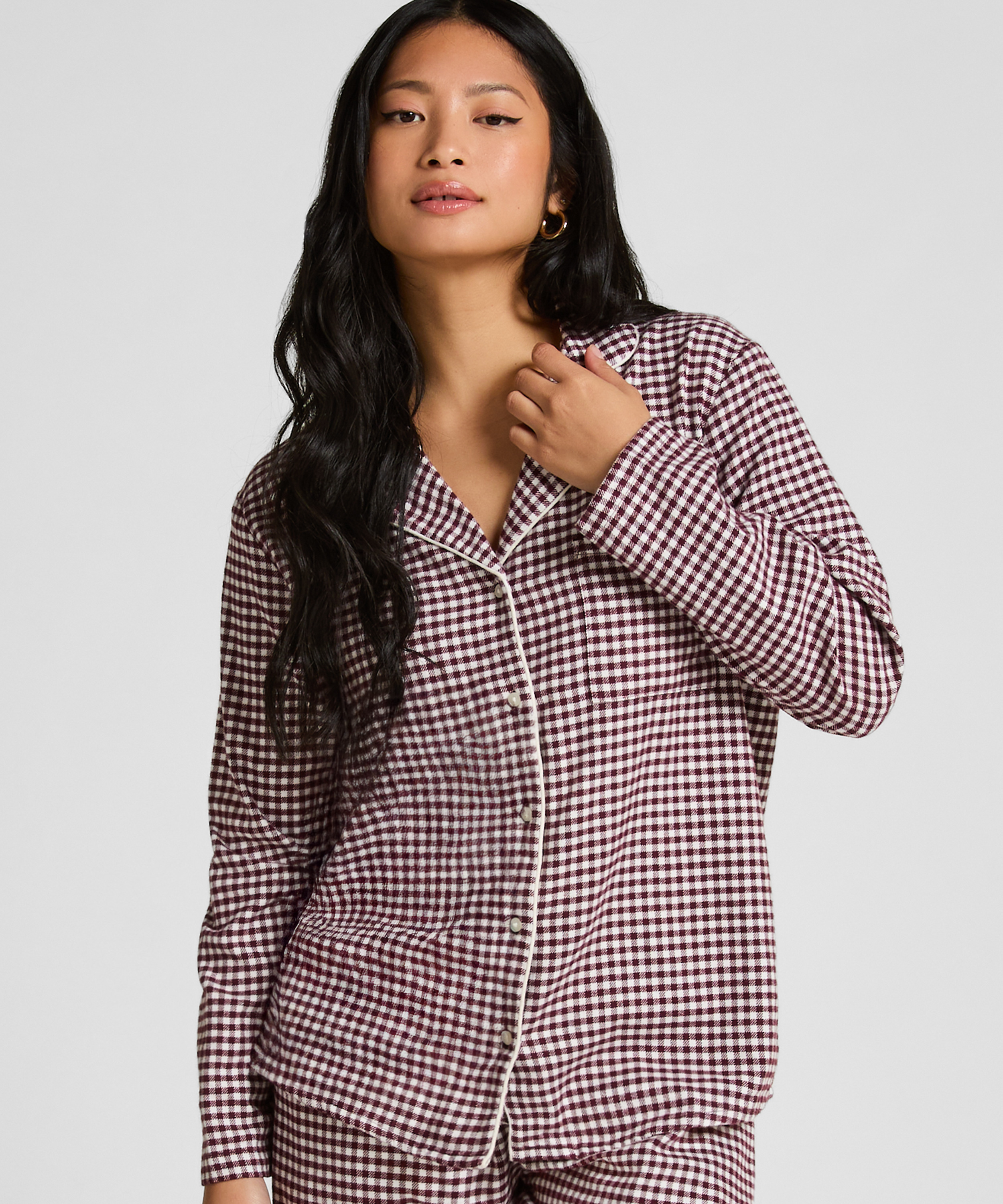 Essentials Flannel Pyjama Top, Purple, main