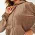 Velour hoodie jacket, Brown