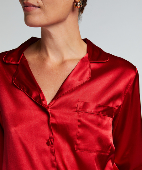 Satin Long-Sleeved Jacket, Red