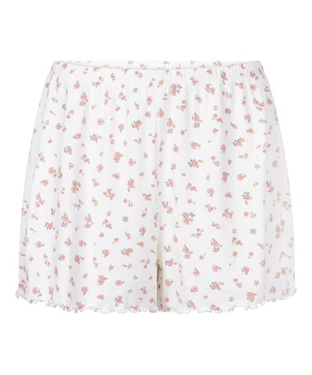 Ribbed Pyjama Shorts, White