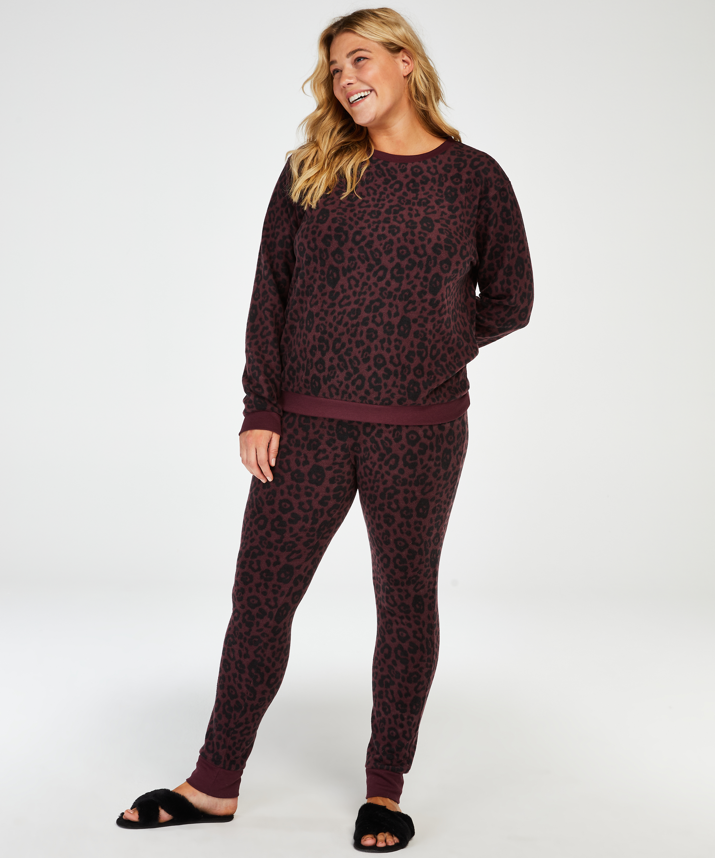 Long-Sleeved Fleece Top, Red, main
