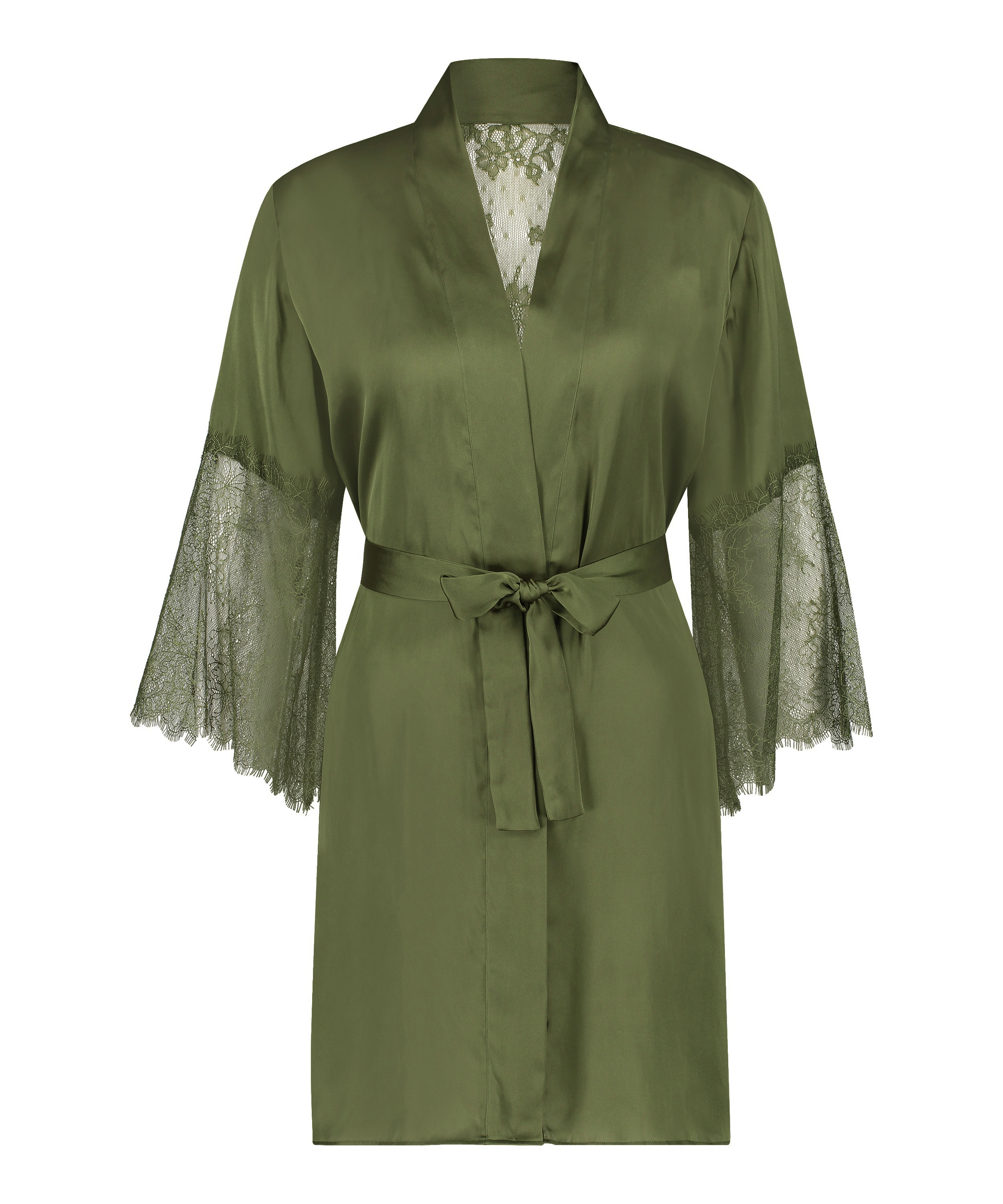 olive green silk robe