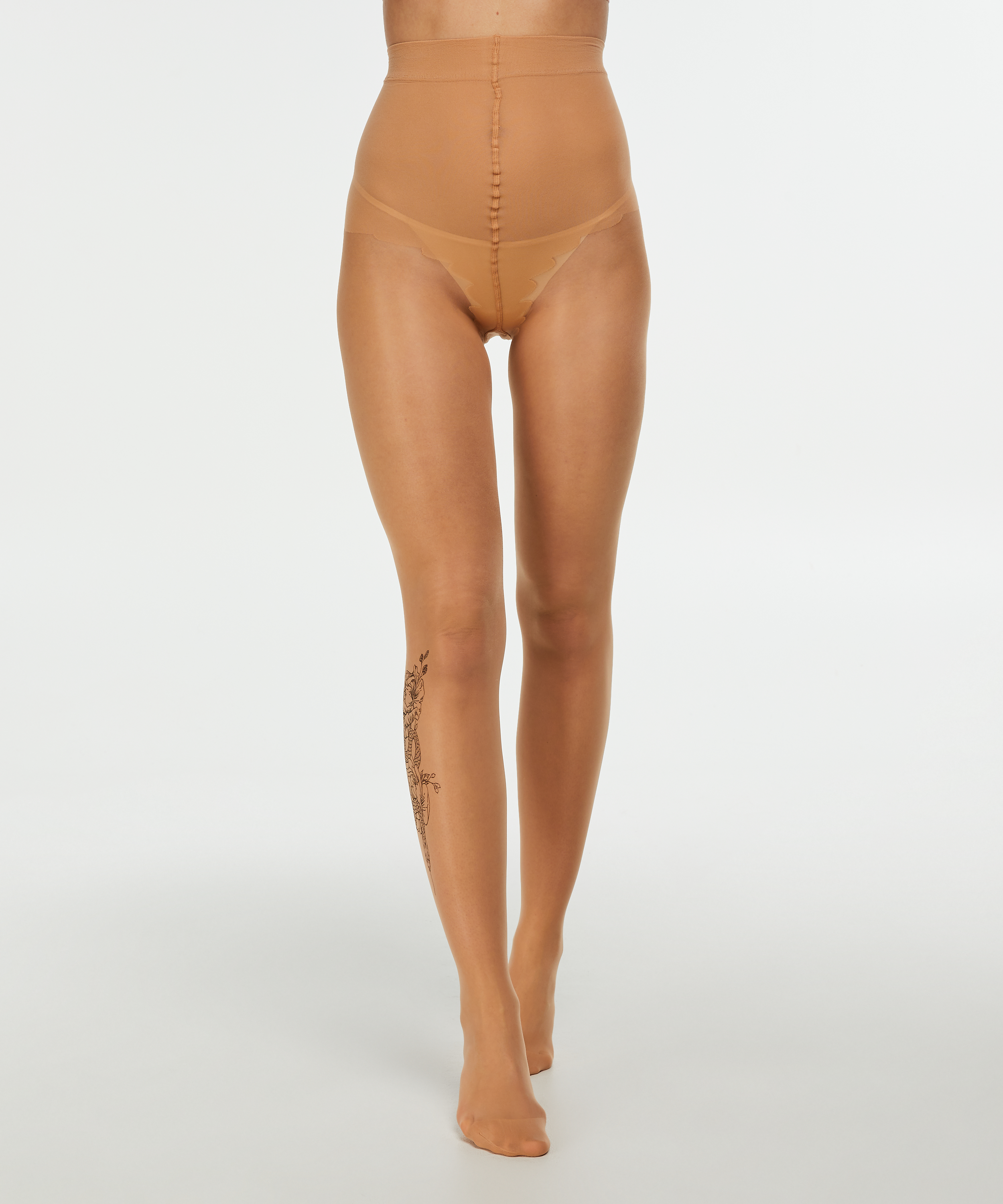 Tights 20 denier flower tattoo, Beige, main