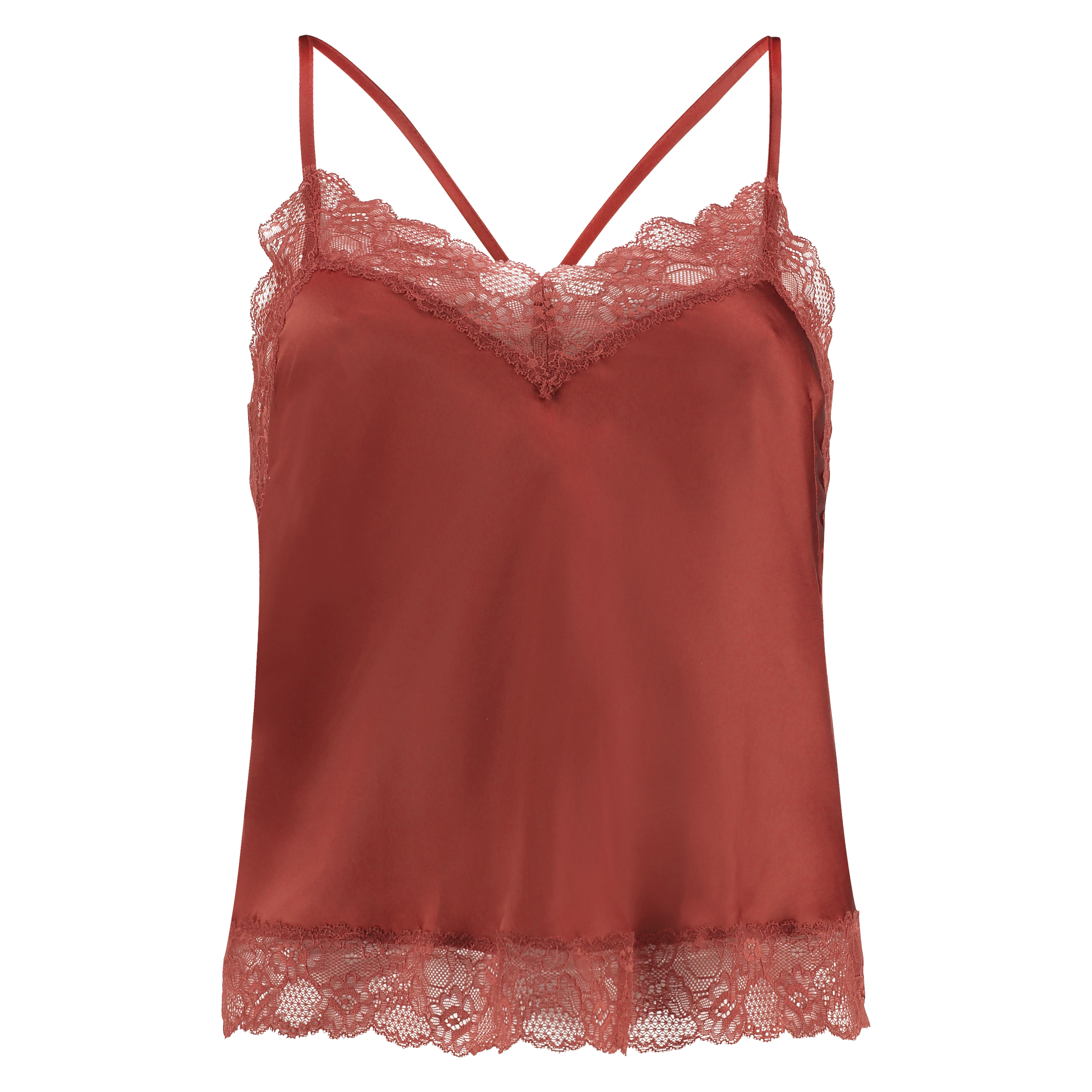 red satin cami top